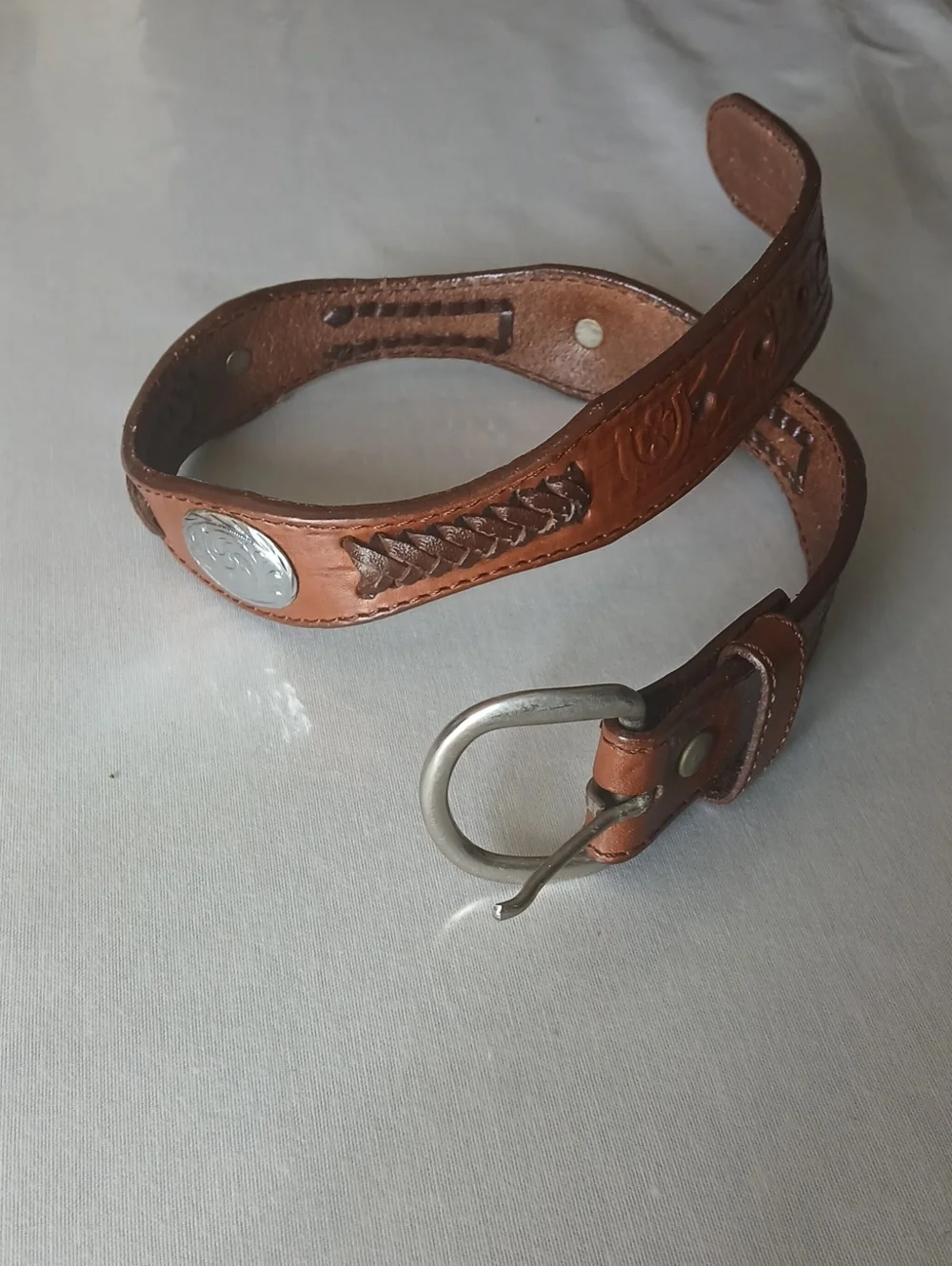 Kid's Brown Leather Braided Accent Belt